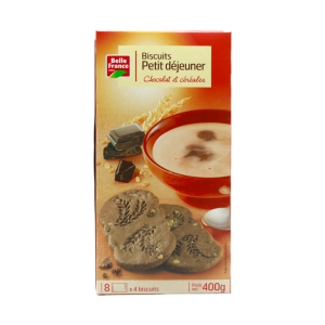 BISCUIT PETIT DEJEUNER CHOCOLAT ET CEREALES 400G