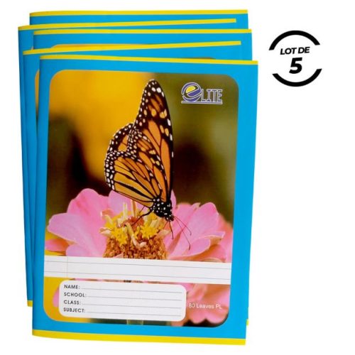 Cahier Elite Plain 80 Leaves le Paquet de Cinq Cahiers