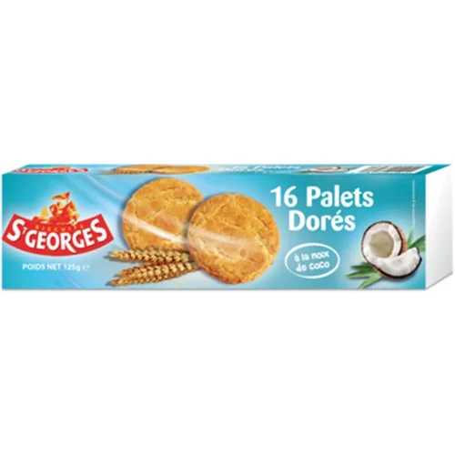 BISC ST GEORGES 16 PALETS DORES NOIX DE COCO 125G