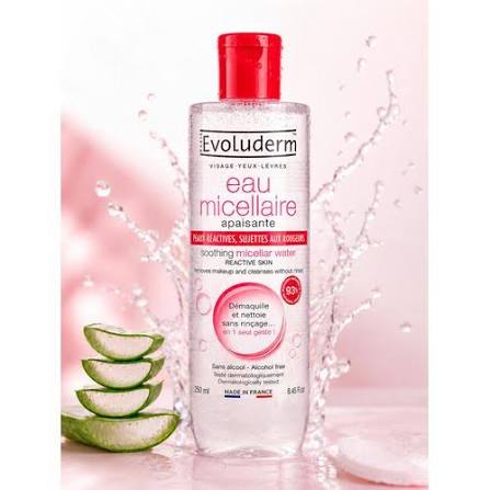 EAU MICELLAIRE APAISANTE VISAGE YEUX LEVRES 500ML EVOLUDERM