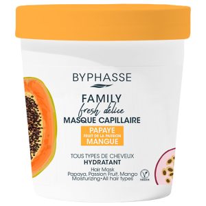 MASQUE CAPILLAIRE FAMILY FRESH PAPAYE FRUIT DE LA PASSION MANGUE TOUS TYPES DE CHEVEUX 250ML BYPHASSE