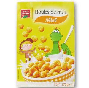 CORN FLAKES BOULES DE MAIS BF 375G MIEL