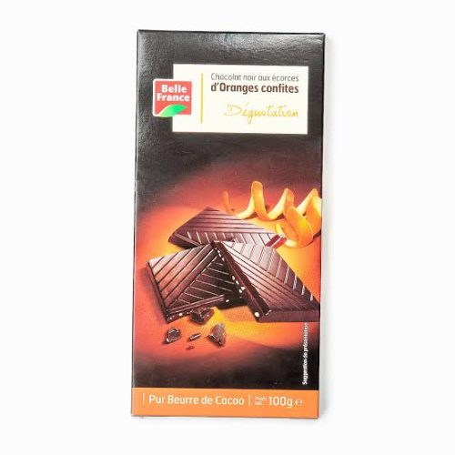 CHOCOLAT NOIR AUX ECORCES D’ORANGE CONFITES BF 100G