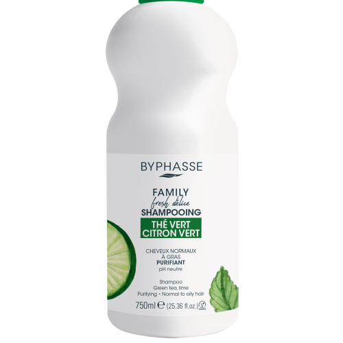SHAMPOOING FAMILY FRESH CHEVEUX NORMAUX A GRAS PURIFIANT PH NEUTR THE VERT CITRON VERT 750ML BYPHASSE
